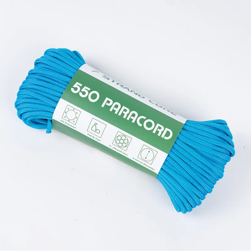 7-strängiger Kern, 4 mm massives, seeblaues 550-Polyester-Paracord